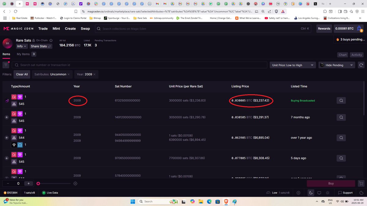 FollowJay's tweet photo. A 2009 Alpha Uncommon #RareSat has just sold on @MEonBTC for $3200 USD or 0.03 #BTC.

These are considered grails representing the prehistoric days of #Bitcoin.

Not a bad way to kick off a Sunday.

#Ordinals #NFT #blockchain #crypto https://t.co/epuoe0xM7a