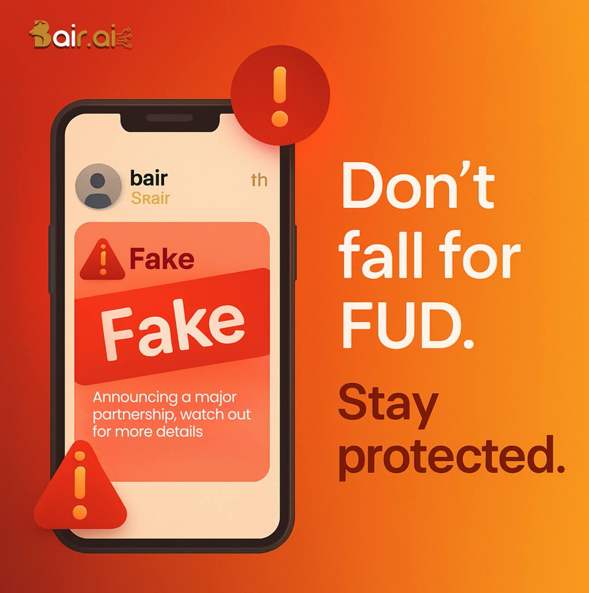 Hackers fake it. Bair.ai detects it. 🚨
Scams don't get past our radar.

We’re not just wallet guardians —
We’re your AI-powered Security Agent.
Smarter signals. Instant alerts. Actionable insight.

Welcome to the new age of InfoFi defense.

#BairAI