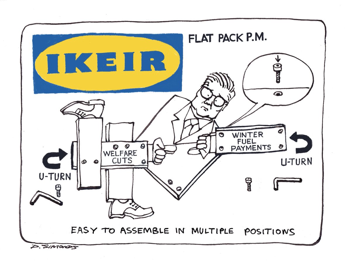 Cartoon4sale's tweet photo. Dave Simonds on #KeirStarmer #Starmer #WelfareBill #WelfareReformBill #WelfareCuts #BenefitCuts #Ikea #BackbenchRebellion #LabourRebels #UTurn – political cartoon gallery in London original-political-cartoon https://t.co/5fnMVZZbyx
