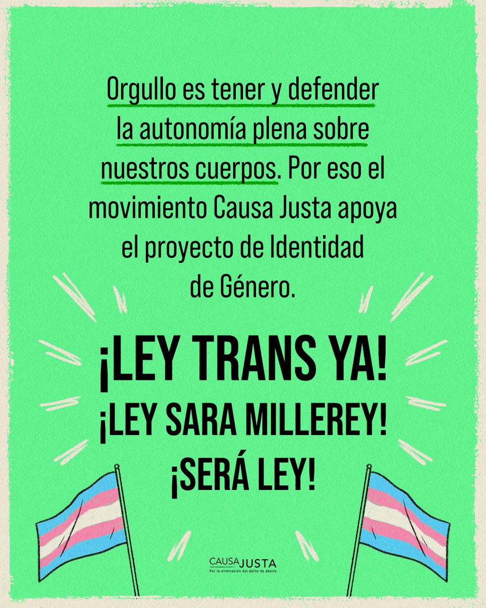causajustaco's tweet photo. 🏳️‍⚧️✊🏽 Por la autonomía de todos los cuerpos, ¡Ley Integral Trans Ya! @seraleytrans ✊🏽🏳️‍⚧️💚 https://t.co/EYCpRJ1j9v