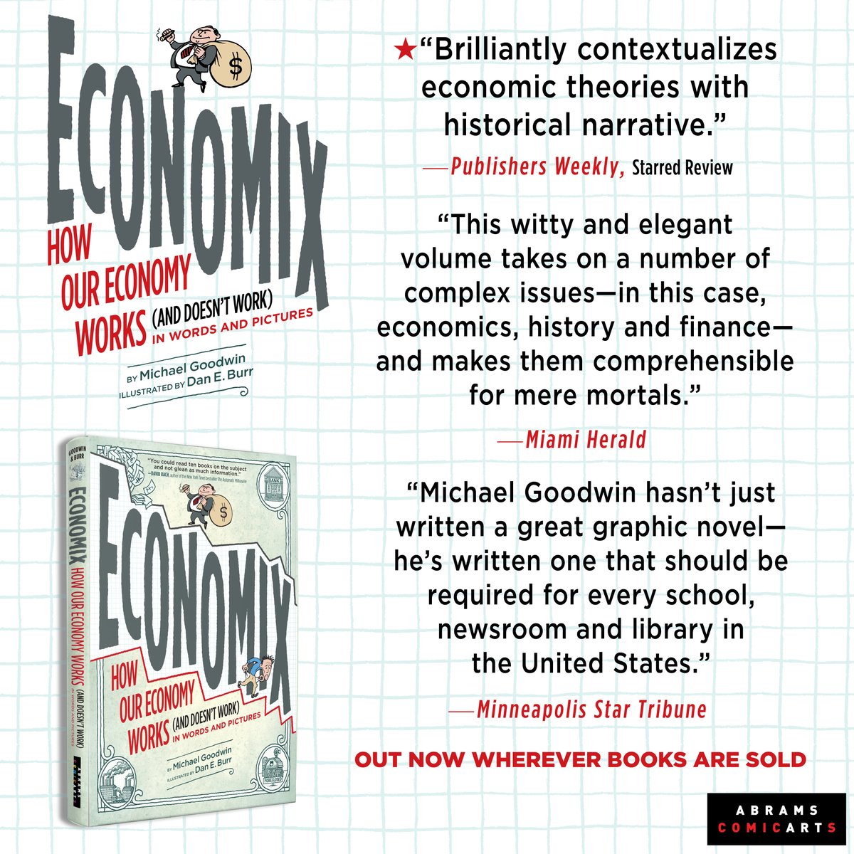 AbramsComicArts's tweet image. 📈With clear, quirky, witty writing, and accessible art, Economix by Michael Goodwin explains economics in a way everyone will understand!
Out now everywhere books are sold! PLUS download a teachers guide on our website!
#Economics #GraphicNovel #ComicArts #PressQuotes