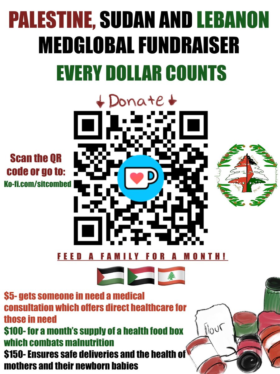 You guys asked so here it is! a flyer you can spread around, feel free to save it and share it on any platform. Lets get people the life saving medical aid and food they deserve