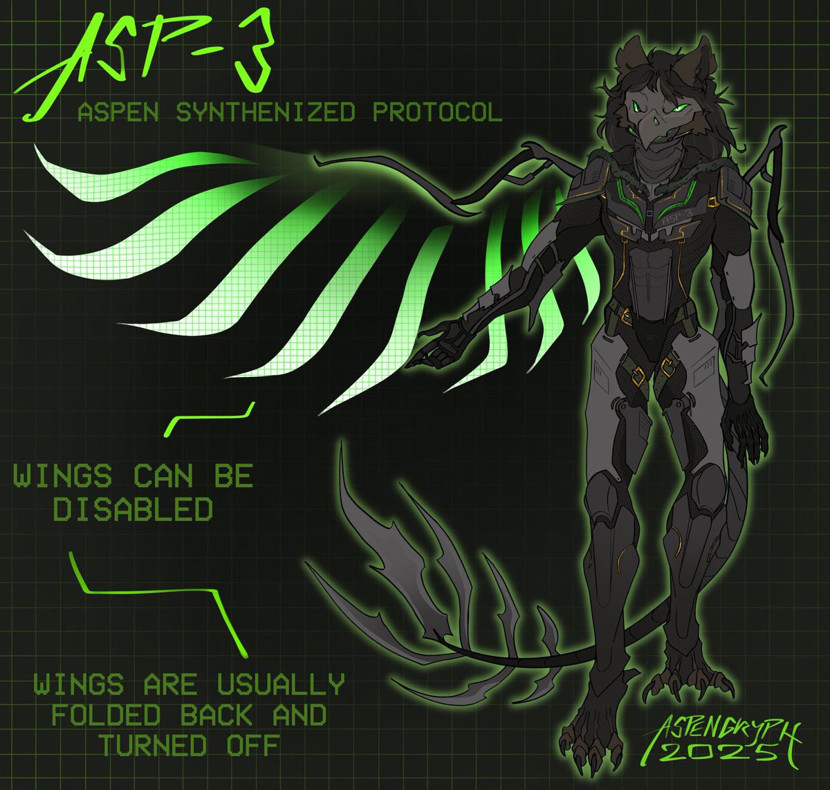 finished the redesign on my older artworks of mecha aspen, ASP-3 

#furryart #gryphon #furry #mecha