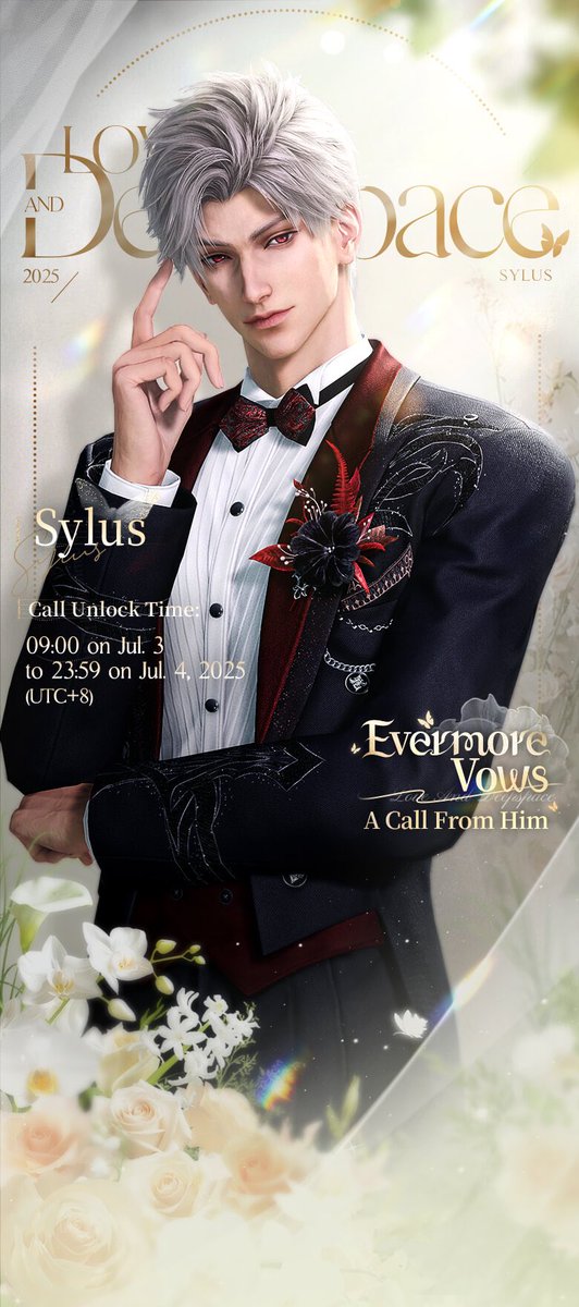 SableCollie's tweet image. Whispers from the heart, vows wrapped in tenderness. Appoint a call from Him and seal eternal vows on July 3! #LoveandDeepspace #LoveandDeepspaceACallFromHim 🥰🤩👰🏻‍♀️💍