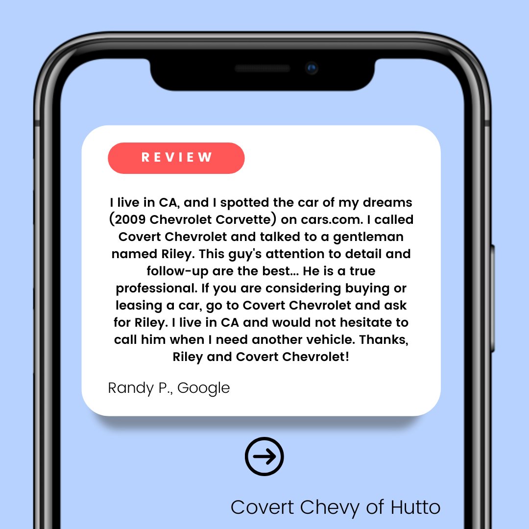 Thank you for your fantastic review, Randy! We're thrilled Riley could help you find the car of your dreams. We truly appreciate your kind words and look forward to assisting you again when you're ready for your next vehicle!