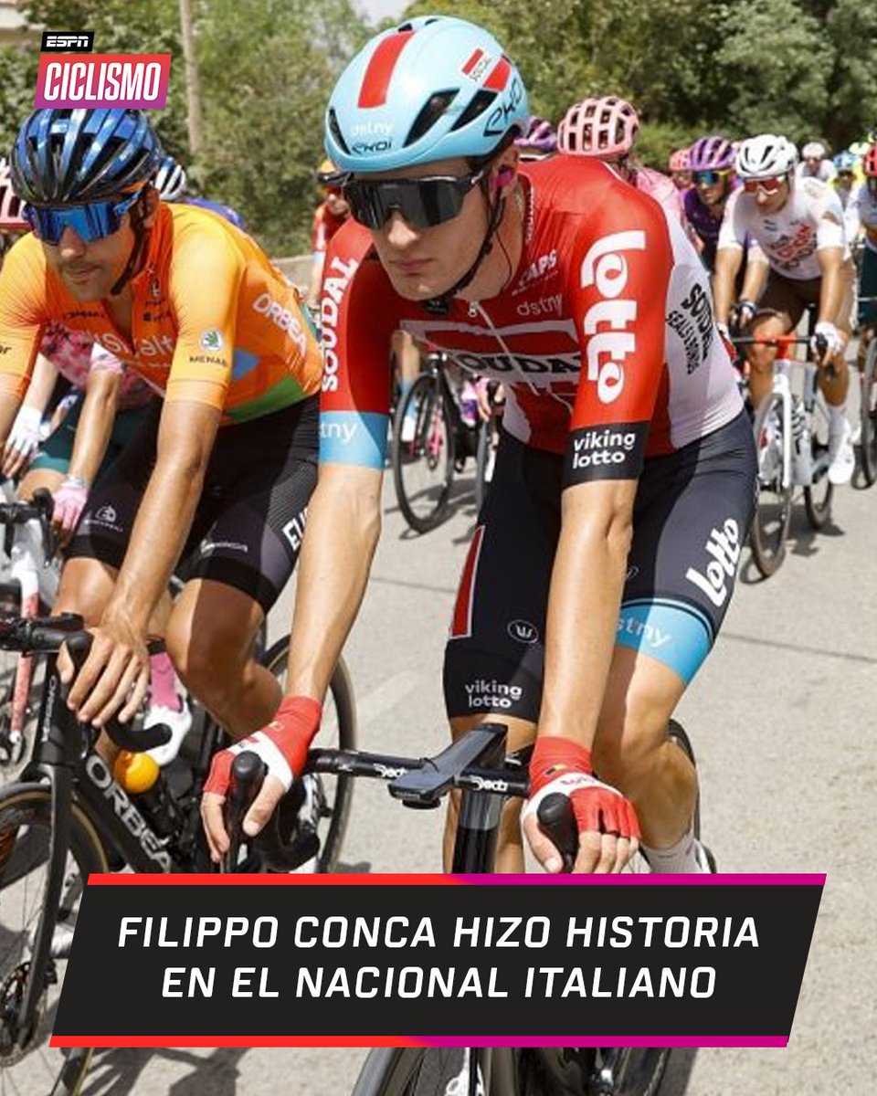 ESPNCiclismo's tweet image. Filippo #Conca no tiene contrato profesional, pero fue al nacional italiano y dejó todo para ganarlo. Una muestra más que el deporte siempre da revancha. 🥲👏
