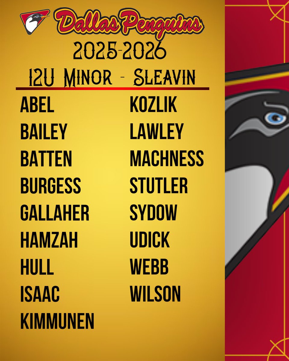 DallasPenguins's tweet photo. Welcome to #PensNation, 12UA! ❤️💛🖤 https://t.co/v3R0Wid98b