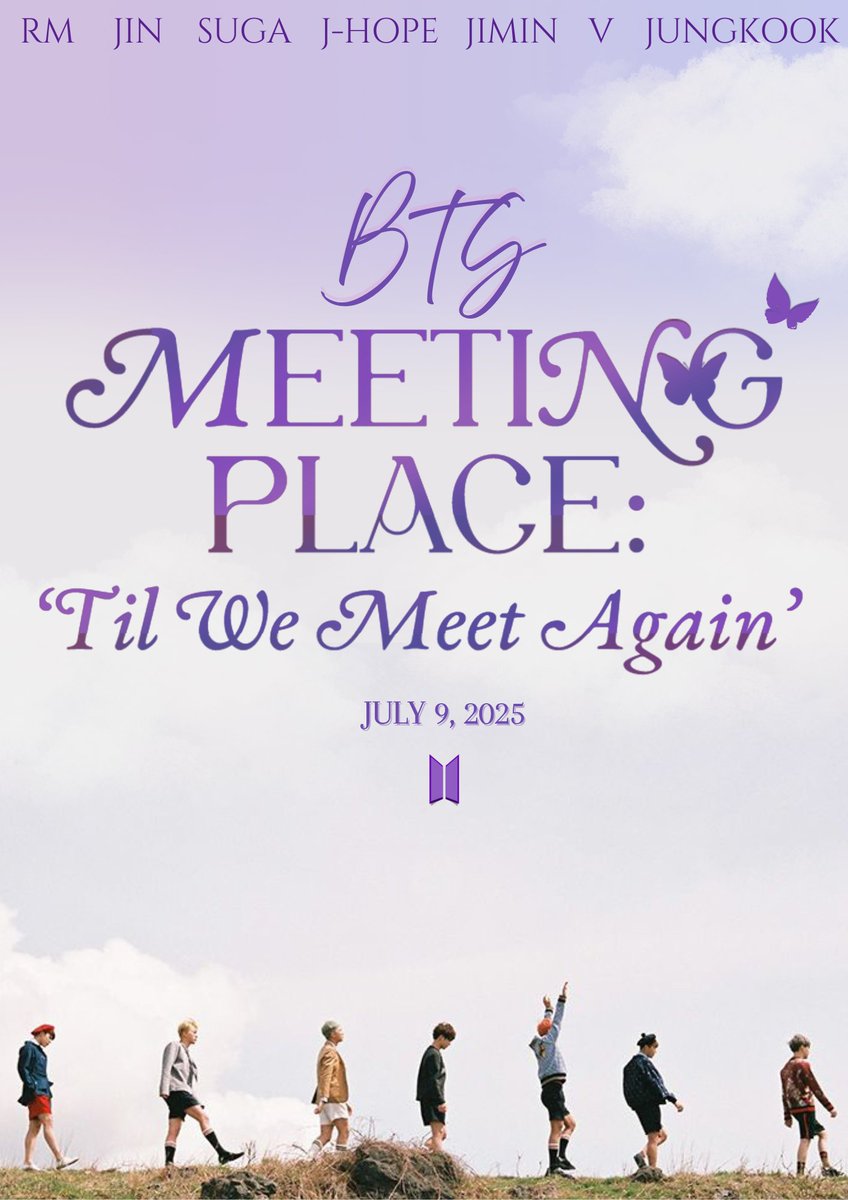 t_gasp_official's tweet photo. The #2025GlobalARMYSong invites all ARMYs to our Meeting Place. 🏟️

It’s been a long time… but that place never left our hearts.
The place where ARMY and BTS meet — where the distance fades, even just for a moment.

Our Meeting Place is calling. 🎟️
“Tickets” drop in just one hour… are you ready? ✨

Meeting Place: 'Til We Meet Again — July 9, 2025 at 10PM KST

✨Poster by Mina @kiMinamjoon_7

#MeetingPlace_TilWeMeetAgain #ARMYForBTS #ForeverWithBTS