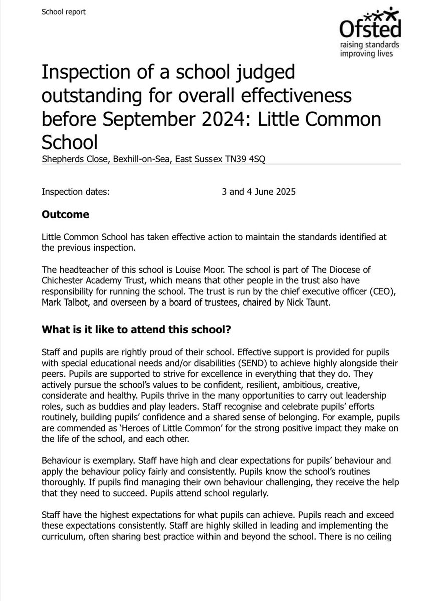 mrschapman24's tweet photo. @littlecommon 🎉OUTSTANDING🎉 

We’re proud to have retained Outstanding in our Ofsted inspection — with no areas for improvement identified! With PE as a focus area, I was proud to share all that we do for our pupils &amp; school community!

@YouthSportTrust @afPE_PE #whatareport! https://t.co/mNXzDQ9bez