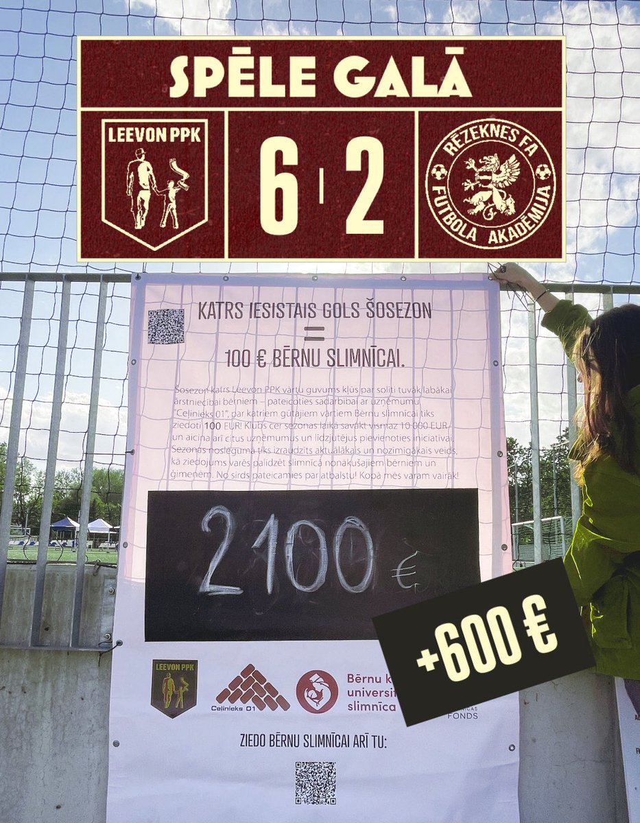 Rezultatīvā uzvarā pār Rēzekni, atnesam +600 € bērnu slimnīcai.