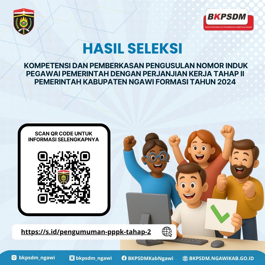 Yuk merapat website BKPSDM Ngawi untuk informasi selengkapnya
👇🏻👇🏻👇🏻👇🏻

s.id/pengumuman-ppp…
<a href="/ngawikab_/">Pemerintah Kabupaten Ngawi</a> 

#pppk
#asnngawi
#asnberakhlak
#banggamelayanibangsa
#pemkabngawi
#ngawiramah
#makintopmarkotob
#nengngawiae
#ngawingangeni
#bkpsdmngawi
#PemberkasanPengusulanNIPPPK