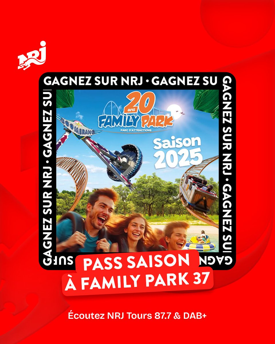 🎉 Gagnez votre Summer Box 𝗡𝗥𝗝 ! 🎉
Écoutez NRJ Tours et repartez avec vos pass pour Family Park !
Pour fêter ses 20 ans, affrontez le River Falls et sa descente vertigineuse de plus de 13 mètres de haut, assistez au tout nouveau Western City Show...