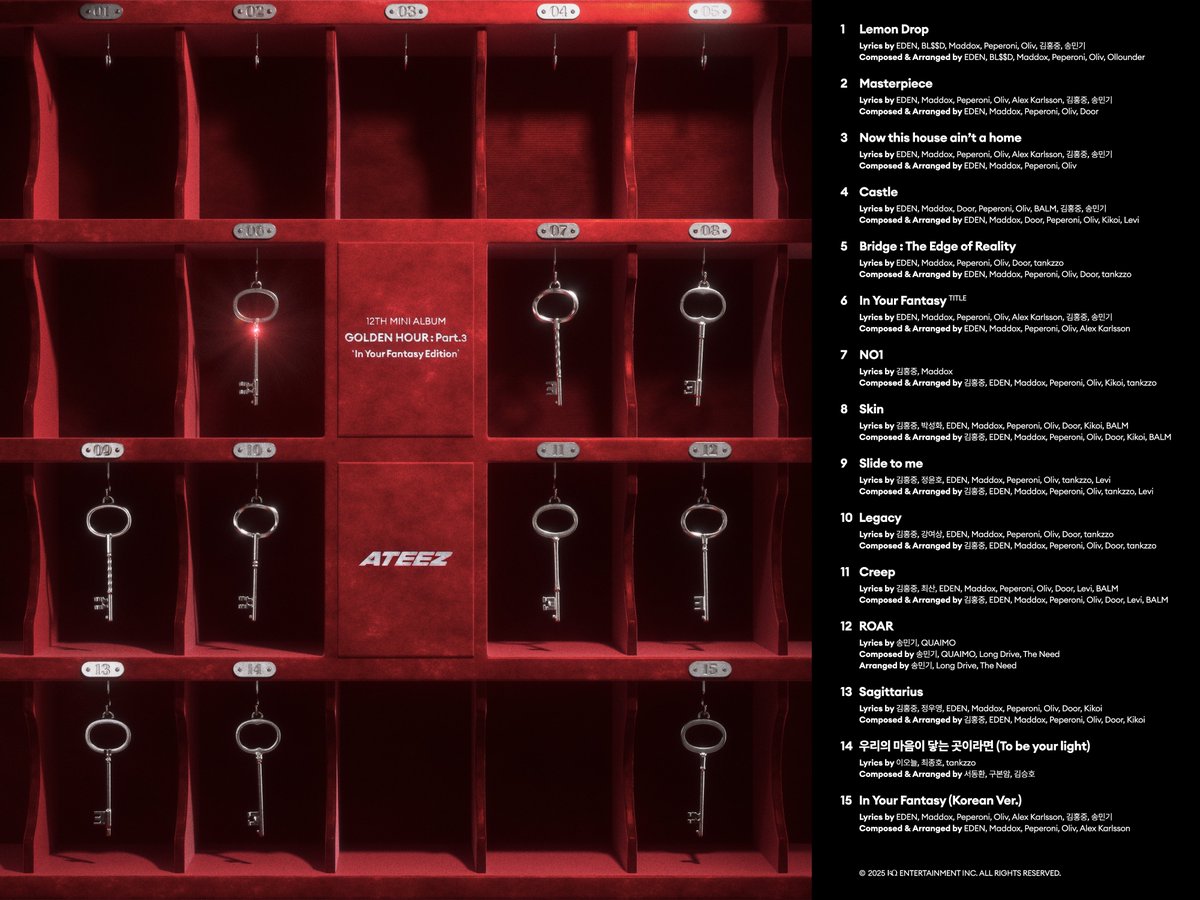 1024updates's tweet photo. All members participated in lyrics for their respective solo tracks on GOLDEN HOUR : Part.3 'In Your Fantasy Edition'

Hongjoong participated in lyrics and composing 6 out of 8 members’ solo tracks, while Mingi participated in lyrics and composing his own solo track

#ATEEZ #에이티즈 @ATEEZofficial