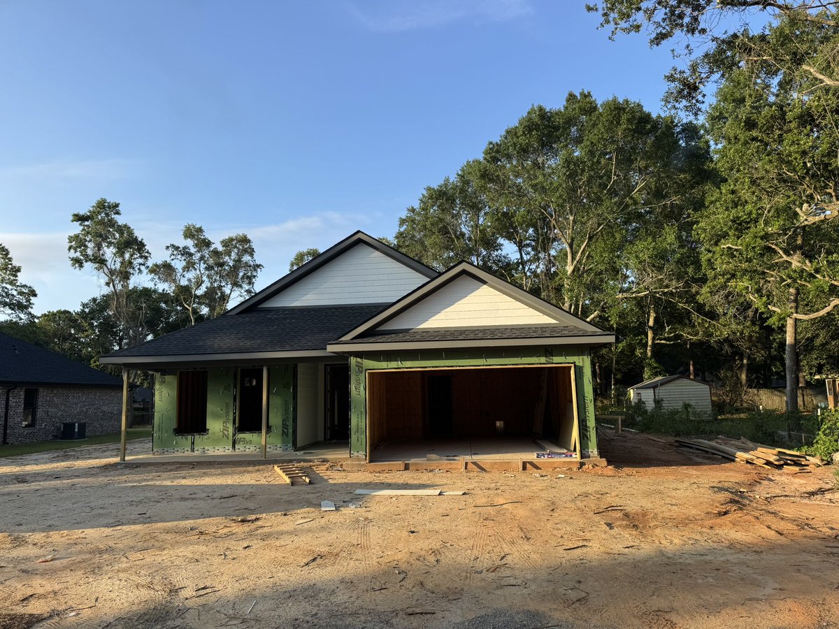 A little slow on this one had to line up  new roofers, siding guys, painters.  But all part of the process, roof is on and exterior painting is done. Pic is from a few days ago but windows are in, rough in electrical finished up yesterday. 

HVAC rough in scheduled for Wednesday.