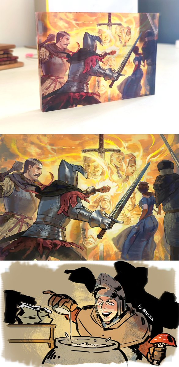 ZoeyCiao's tweet image. Me and Sir Tobi @SirTobi28 at 2025 and 2018 G-fusion. So glad to see you again since the first generation of @KingdomComeRPG comes out!
I hope you like my gift (pict 3-4), these artworks and toy were created by my friend @zhongshe !