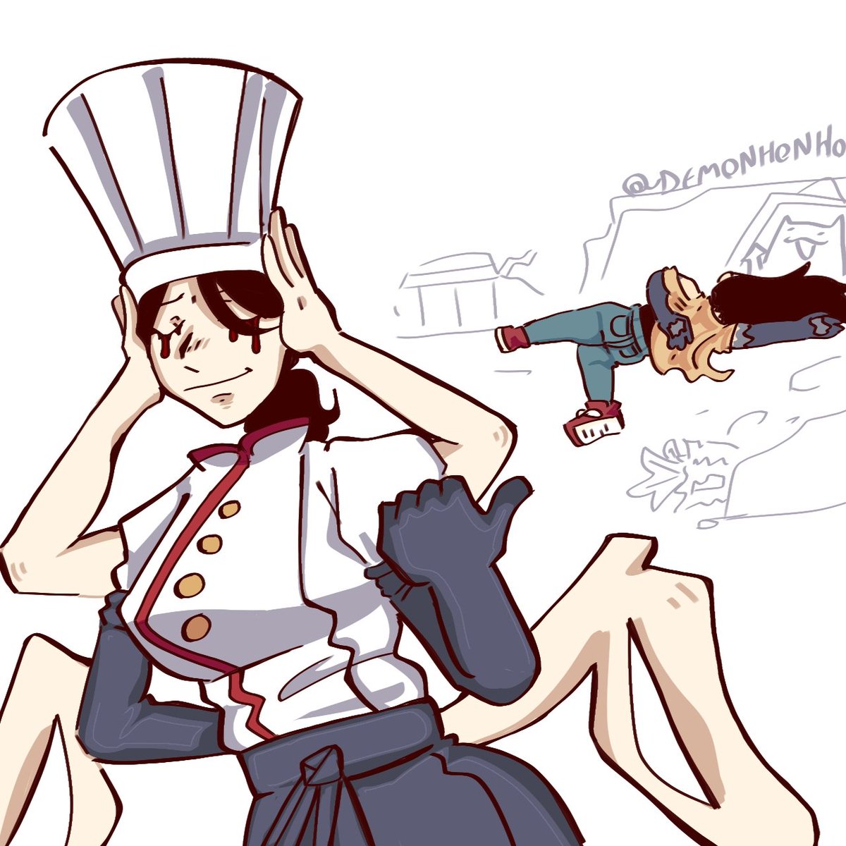 Demonhonho's tweet image. "Look guys, she really thought she could defeat me" #fallingdevil #yoru