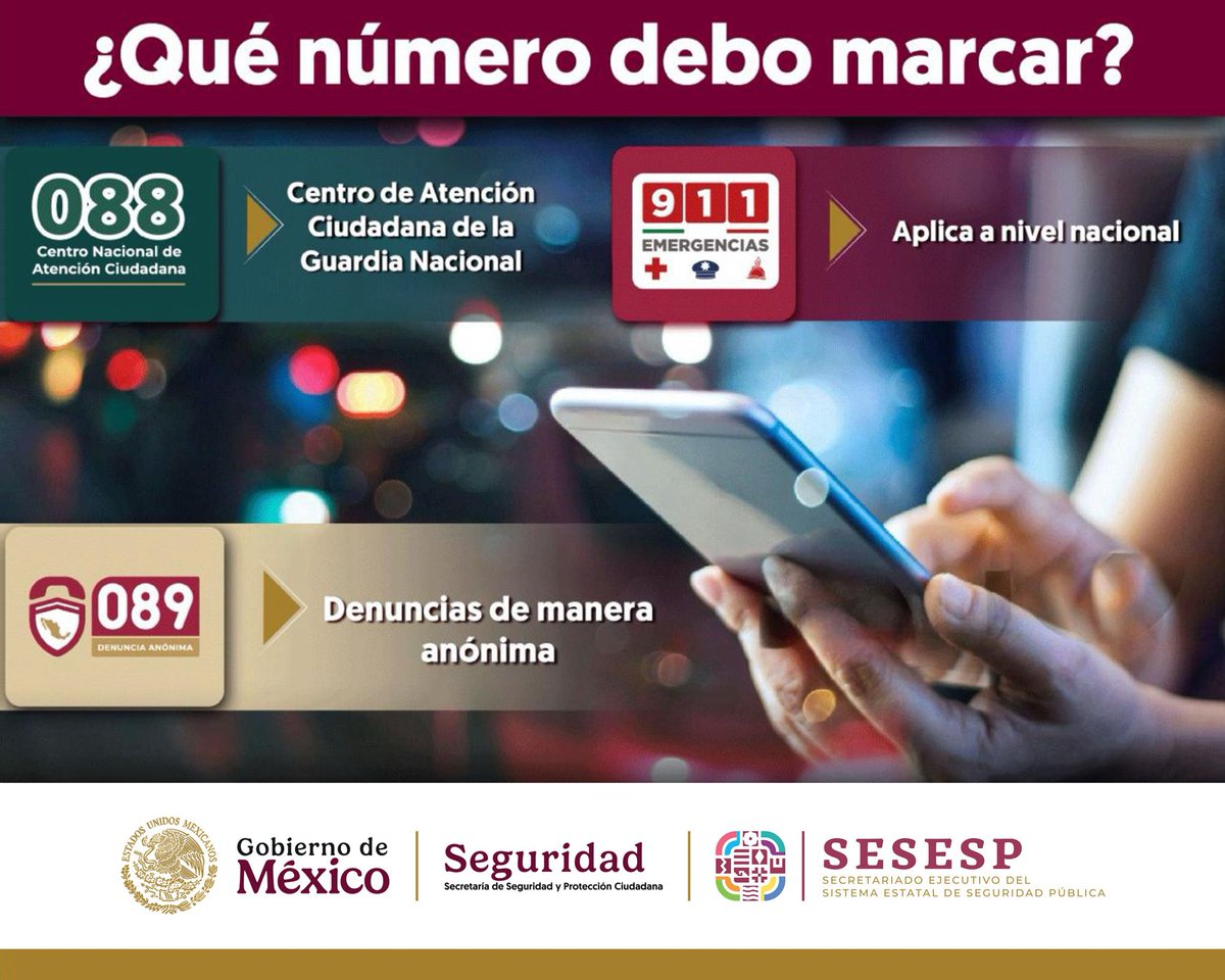 📞 ¡Tu seguridad es lo más importante!
Ante cualquier situación de riesgo, no dudes en pedir ayuda. Estos son los números de emergencia que puedes marcar en México: