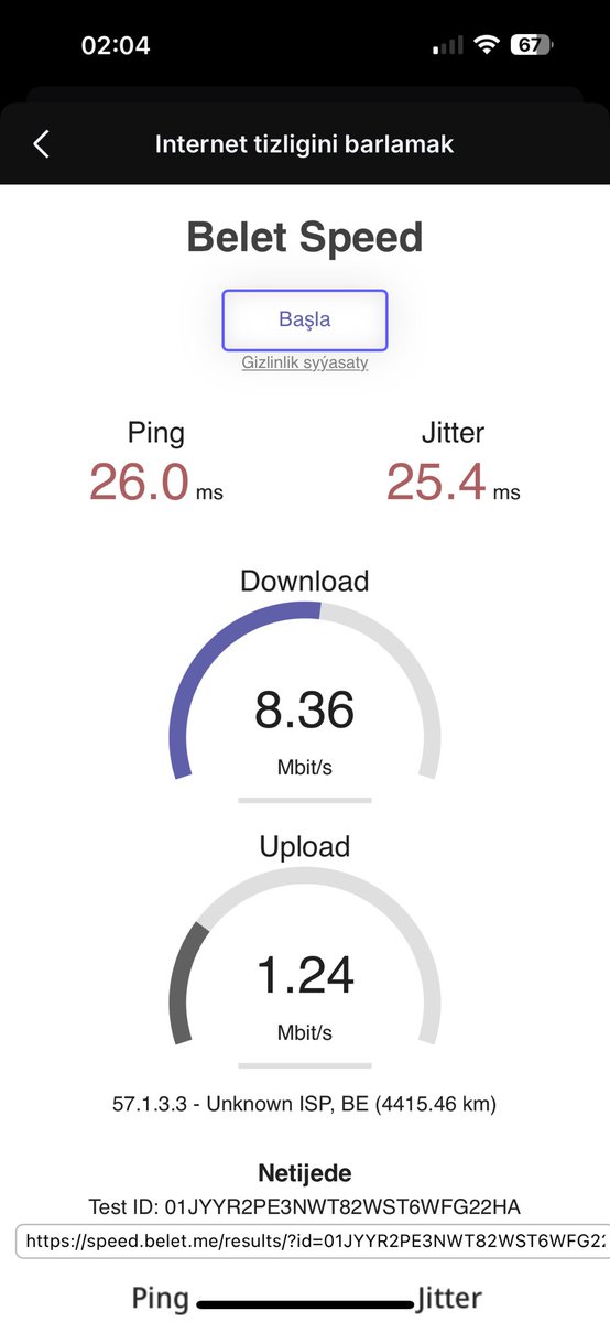 Arkadag şäherinde test edilýän 5G internet bn häzirki ulanylýan 4G we Aştu internetleriniň tapawudyny görkezýän testleri edip gördüm. Mende şeýle netijeler berdi.. Sizde nähili? Tapawut uly boljaga meňzeýär..