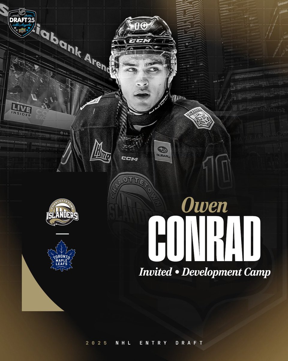 Charlottetown Islanders (@islandershky) on Twitter photo Owen's headed to the 6⃣!
Huge congrats to Owen Conrad who has been invited to attend the Toronto Maple Leafs' 2025 development camp! Owen's headed to the 6⃣!
Huge congrats to Owen Conrad who has been invited to attend the Toronto Maple Leafs' 2025 development camp!