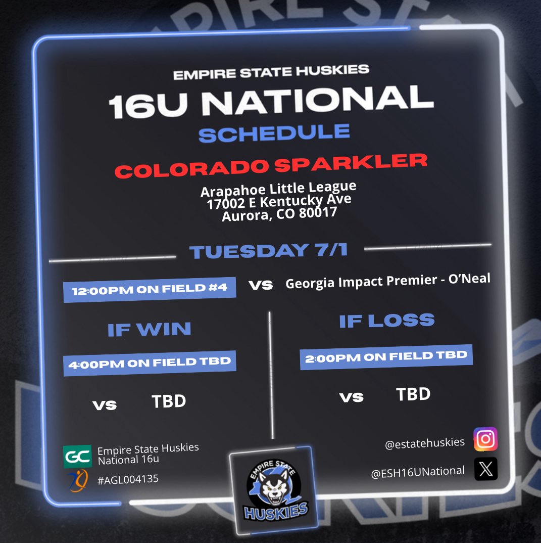 Natalia Draghi 2027 (@draghin2027) on Twitter photo Can’t wait to play in the 16u National Power Pool <a href="/COSparkFire/">CO 4th of July</a>! 🏔️🏔️So excited to get back on the field with my girls from <a href="/ESH16UNational/">Empire State Huskies 16u National</a>!
Go Dawgs💙🐾🖤 Can’t wait to play in the 16u National Power Pool <a href="/COSparkFire/">CO 4th of July</a>! 🏔️🏔️So excited to get back on the field with my girls from <a href="/ESH16UNational/">Empire State Huskies 16u National</a>!
Go Dawgs💙🐾🖤