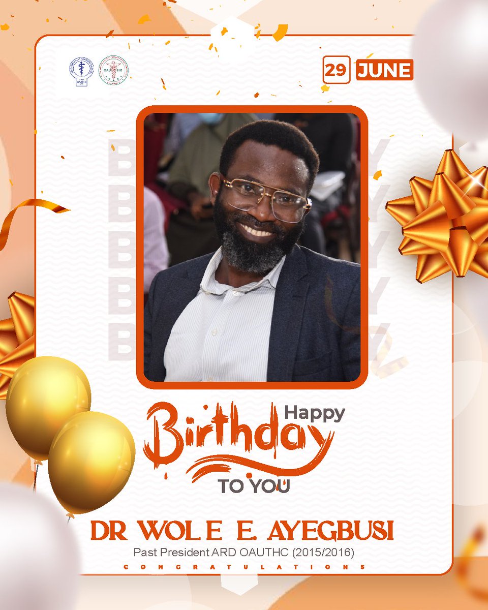 ARD OAUTHC (@ardoauthc) on Twitter photo We <a href="/ArdOauthc/">ARD OAUTHC</a> ARD OAUTHC celebrate a passionate and selfless leader, our past President, Dr. Wole E. Ayegbusi,
on his birthday today.
Thank you for your unwavering dedication and impactful leadership.
We wish you more grace, blessings, and fulfilling years ahead.
🥂. We <a href="/ArdOauthc/">ARD OAUTHC</a> ARD OAUTHC celebrate a passionate and selfless leader, our past President, Dr. Wole E. Ayegbusi,
on his birthday today.
Thank you for your unwavering dedication and impactful leadership.
We wish you more grace, blessings, and fulfilling years ahead.
🥂.