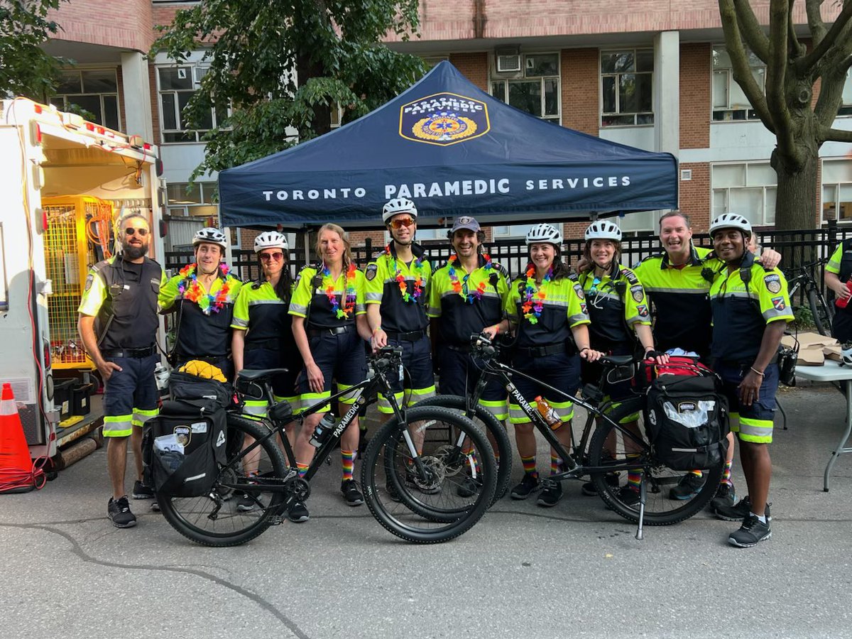 Toronto Paramedic Services bike medics are out at Pride festivities ready to help.  If you need medical assistance, or see someone who does, look for these fine medics to help. #BikeMedics #HappyPride2025