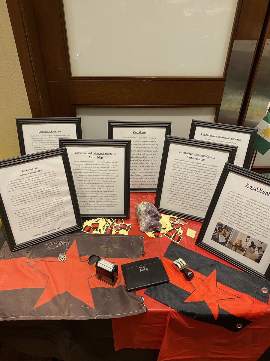 The Checkland delegation has officially returned home from MicroCon 2025!

It was an unforgettable weekend of diplomacy, friendship, and micronational pride. We thank all who made it so special especially our new allies and old friends.

Cant wait to see you in San Diego!