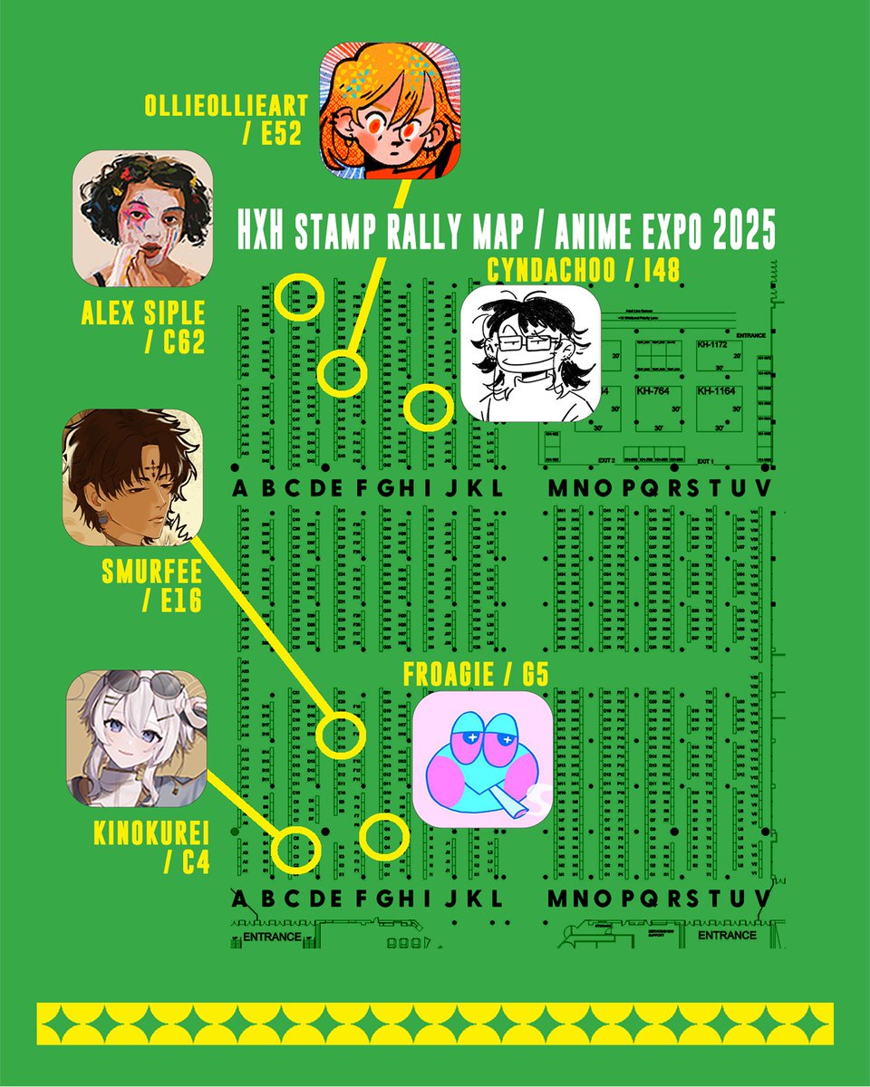 hey come and join our hunter x hunter (hxh) summer/travel themed stamp rally at #AX2025! our prizes are too good, actually ☀️ ask for a stamp card at any of the tables to join!

#AX2025ArtistAlley #AXArtistAlley2025