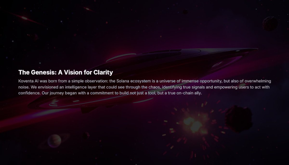 KoventaAI's tweet photo. From a vision for clarity in the bustling Solana ecosystem, Koventa AI was born. We're building an intelligence layer to cut through the noise and empower confident decisions. #SolanaEcosystem #Vision #KoventaAI https://t.co/7hxjOXfLUi