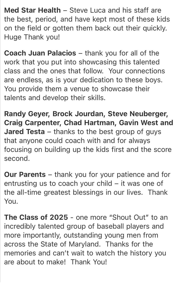Thank you to all those who helped the Maryland State Class of 2025