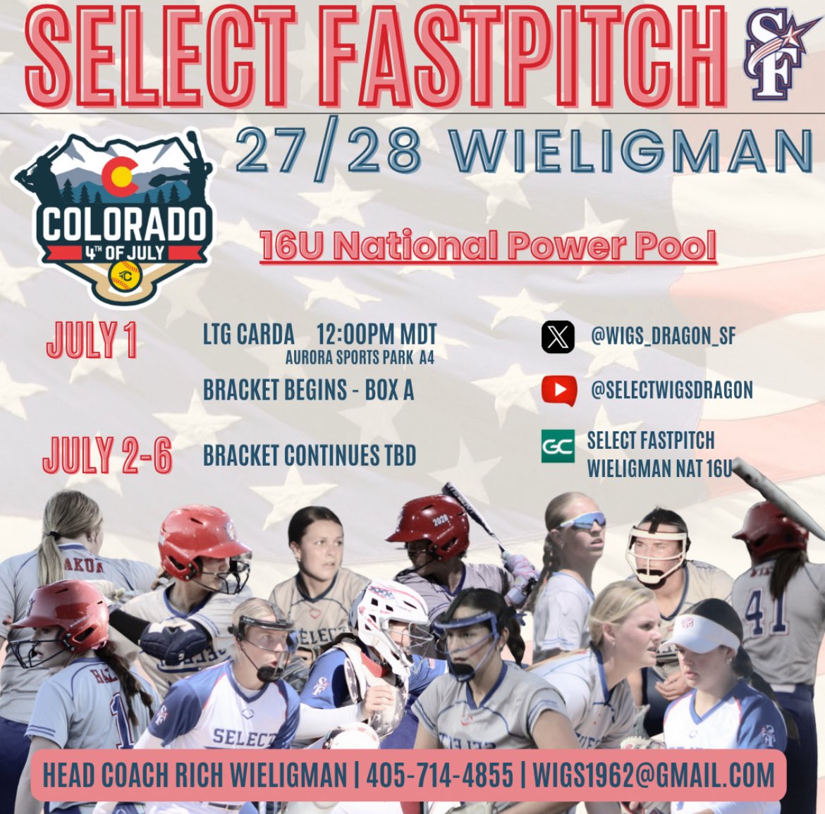 Come see us at the Power Pool of the Colorado Sparkler! <a href="/Wigs_Dragon_SF/">Select Fastpitch 15U Wigs</a>