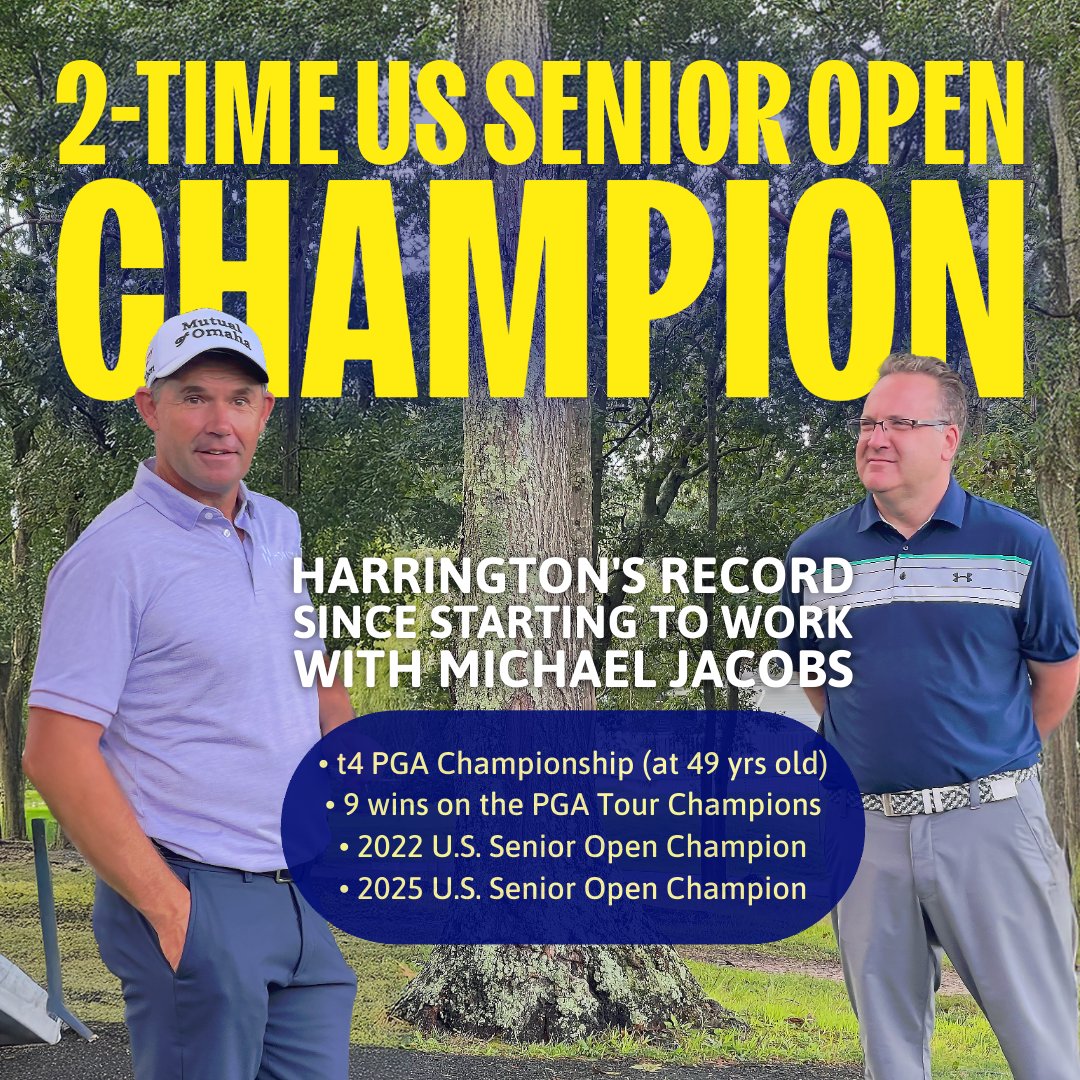 brianmanzella's tweet image. ⛳️Padraig Harrington won his 2nd US Senior Open title today at The Broadmoor in Colorado Springs. Working on meticulous adjustments leading into the event with his biomechanics coach Michael Jacobs, Paddy played great all week! As usual, the TV announcers didn't mention Mike.🏌️♀️