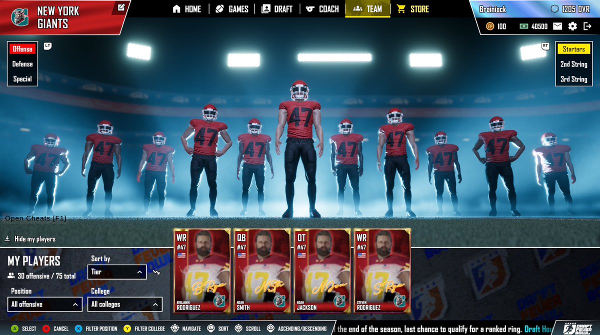 DraftFeverBowl's tweet photo. @NotTheExpertYT I believe my new game coming April 2026 will be what you’re looking for! Also down to hear more of what you’d like to see in our coach football sim coming next year if interested! These are also very early Alpha screen grabs. God bless! 🙏🏻 https://t.co/qgXdekrLLw