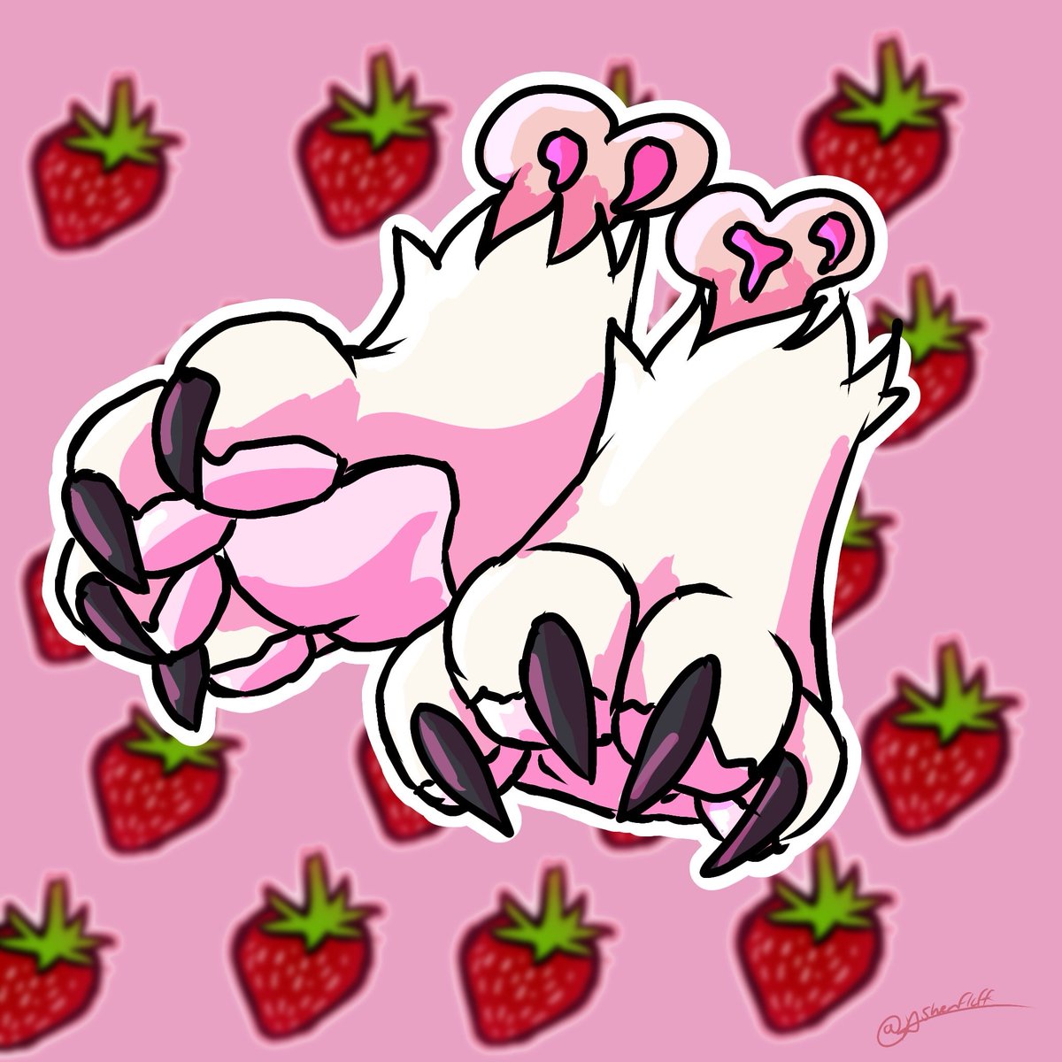 Thank chu <a href="/ashenfluff/">ashenfluff</a> for this beautiful art of my Strawberry’s dergy paws 🥰🥰🥰