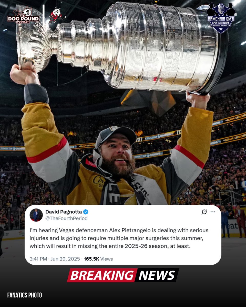 The Dog Pound Podcast (@dogpoundpodcast) on Twitter photo Looks like #IceDogs all-time great and two-time Stanley Cup Champion Alex Pietrangelo is looking at a long recovery after 15 full-time NHL seasons and 1087 games (+149 playoffs). #VegasBorn
H/T: <a href="/TheFourthPeriod/">David Pagnotta</a>
Pietrangelo spent two seasons in Niagara during his #OHL career. Looks like #IceDogs all-time great and two-time Stanley Cup Champion Alex Pietrangelo is looking at a long recovery after 15 full-time NHL seasons and 1087 games (+149 playoffs). #VegasBorn
H/T: <a href="/TheFourthPeriod/">David Pagnotta</a>
Pietrangelo spent two seasons in Niagara during his #OHL career.