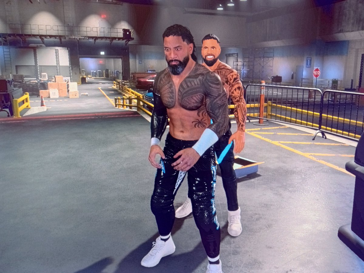 ratchetmanon's tweet photo. As Jey gets ready for his match, he hears footsteps behind him, coming to a stop just inches away. He stops hyping himself up, feeling the unblinking eyes watching him, his blood going cold as he heard a voice that sounded like his own - a voice that said one word.

"...Yeet." https://t.co/ObdgtMRAeJ