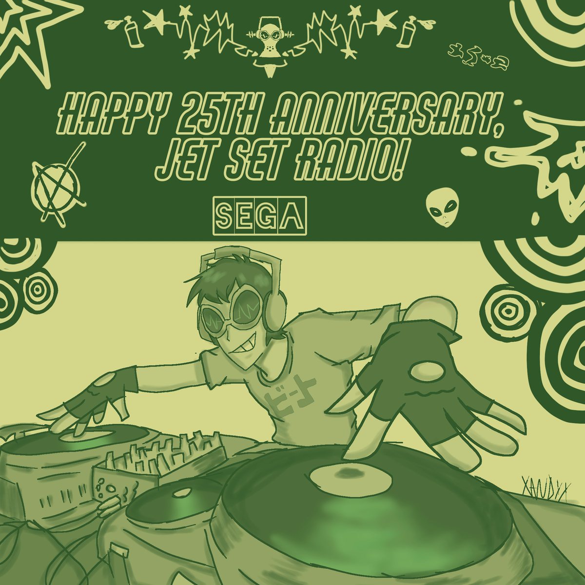 NuxkyX85699's tweet image. Happy 25th Anniversary, Jet Set Radio! 🗣✨️

#jetsetradio  #jsr  #sega #Fanarts  #myart