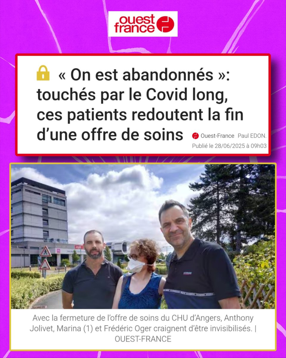 🧵🚨Des patients atteints de #CovidLong dans le Maine-et-Loire tirent la sonnette d’alarme : la seule offre de soins du département va fermer!

Merci à Marine, Frédéric et Anthony pour leur précieux témoignage 🙏
💫Extraits :