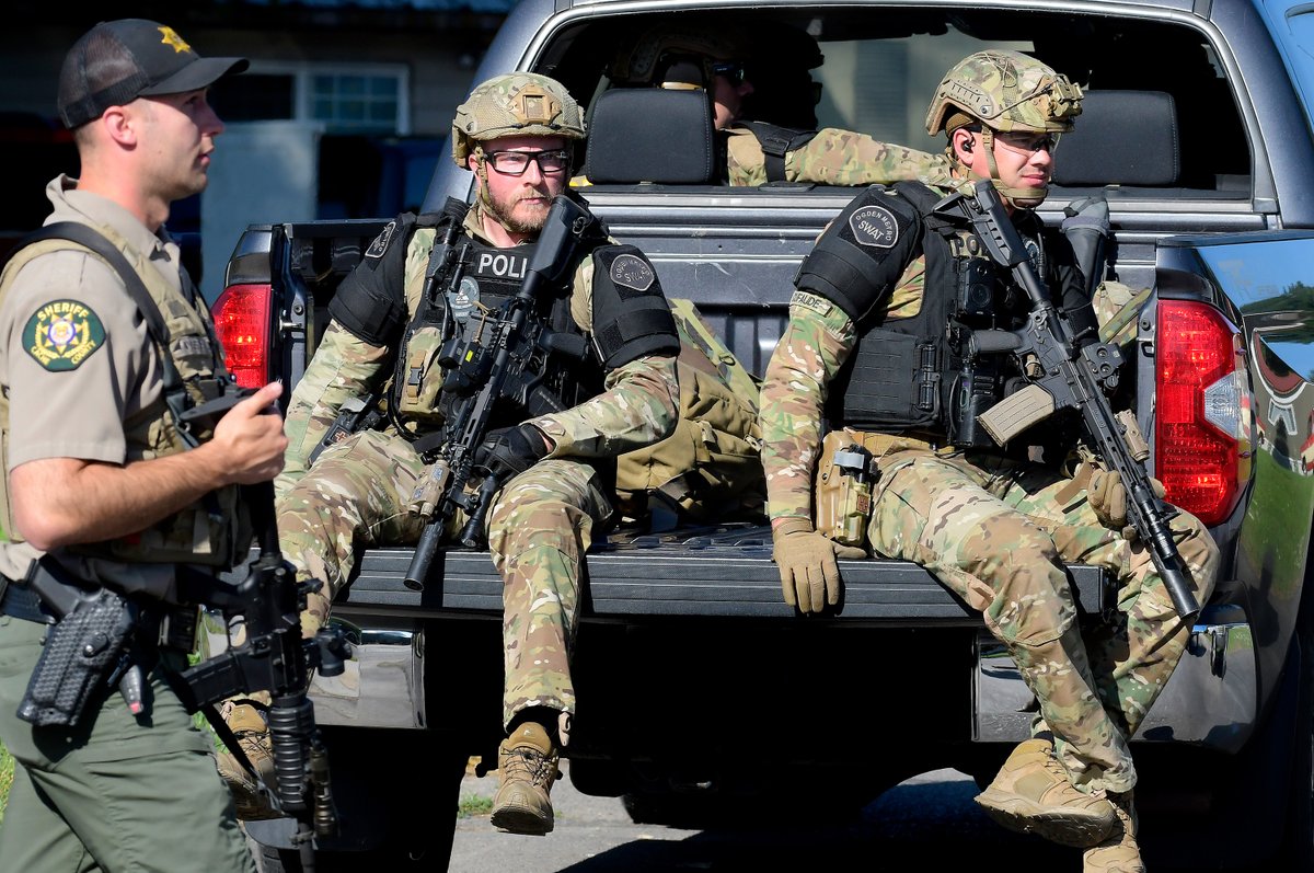 Law enforcement respond to a shooting in Hyrum on Sunday morning. Police were called to a home after a man said he killed his wife. When deputies arrived the suspect opened fire on them. The situation is ongoing. hjnews.com/news/local/hom…