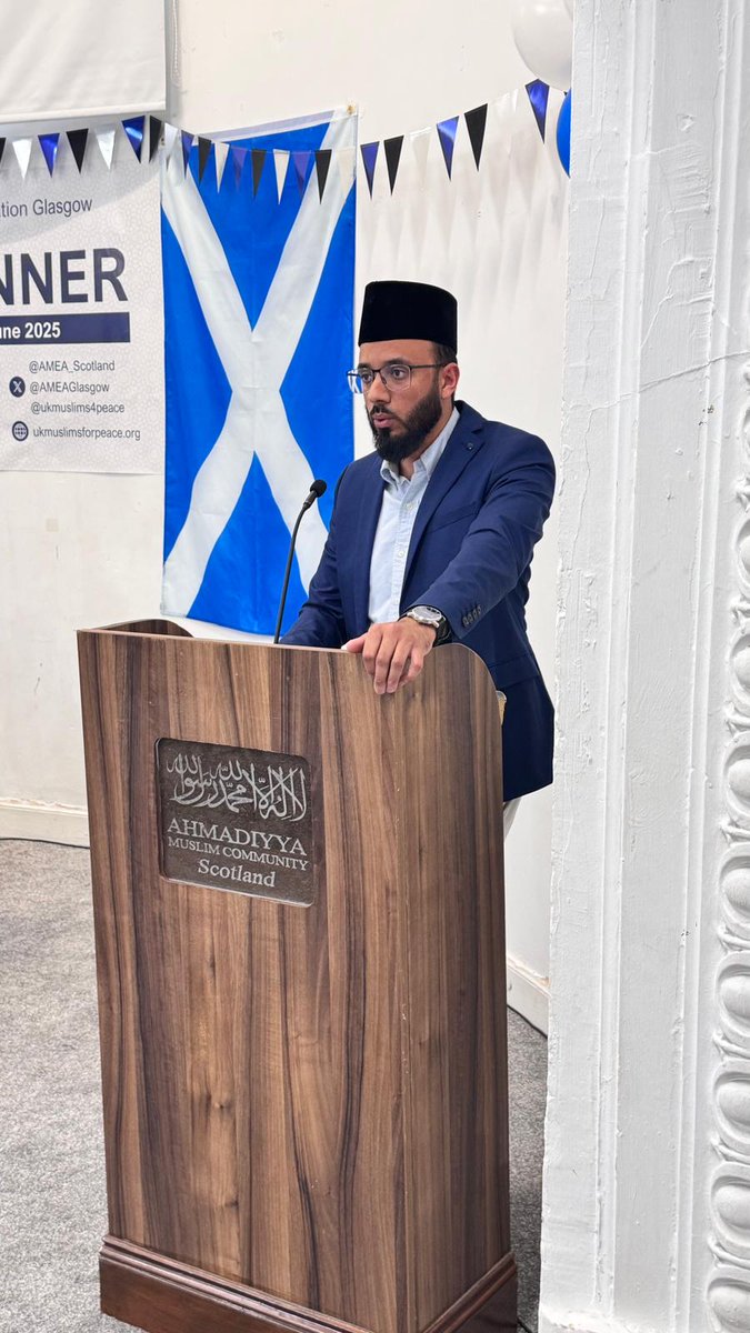 Majlis Ansarullah Scotland (@amea_scotland) on Twitter photo Murabbi Aftab shares the sacred story of Prophet Abraham and the value of sacrifice that is celebrated by the Muslims on Eid-ul-Adha.
<a href="/ukmuslims4peace/">UKMuslimsforPeace</a> celebrate Eid Dinner at Bait-ur-Rehman mosque, Glasgow.
<a href="/AMEAGlasgow/">Ahmadiyya Muslim Elders Association Glasgow</a>
#endwars Murabbi Aftab shares the sacred story of Prophet Abraham and the value of sacrifice that is celebrated by the Muslims on Eid-ul-Adha.
<a href="/ukmuslims4peace/">UKMuslimsforPeace</a> celebrate Eid Dinner at Bait-ur-Rehman mosque, Glasgow.
<a href="/AMEAGlasgow/">Ahmadiyya Muslim Elders Association Glasgow</a>
#endwars