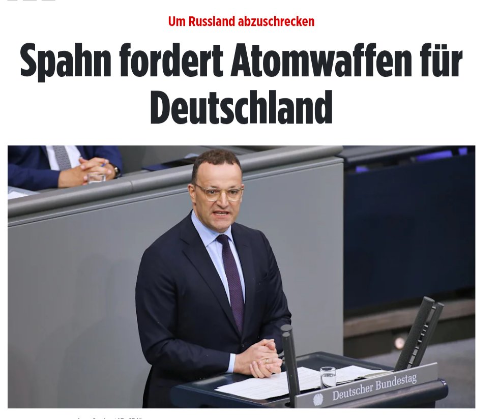 🇪🇺 🇩🇪 CDU leader Spahn says Germany should develop nuclear weapons. Perhaps Europeanizing the French deterrent is an option as well. One thing is clear; relying on Washington is not a plan