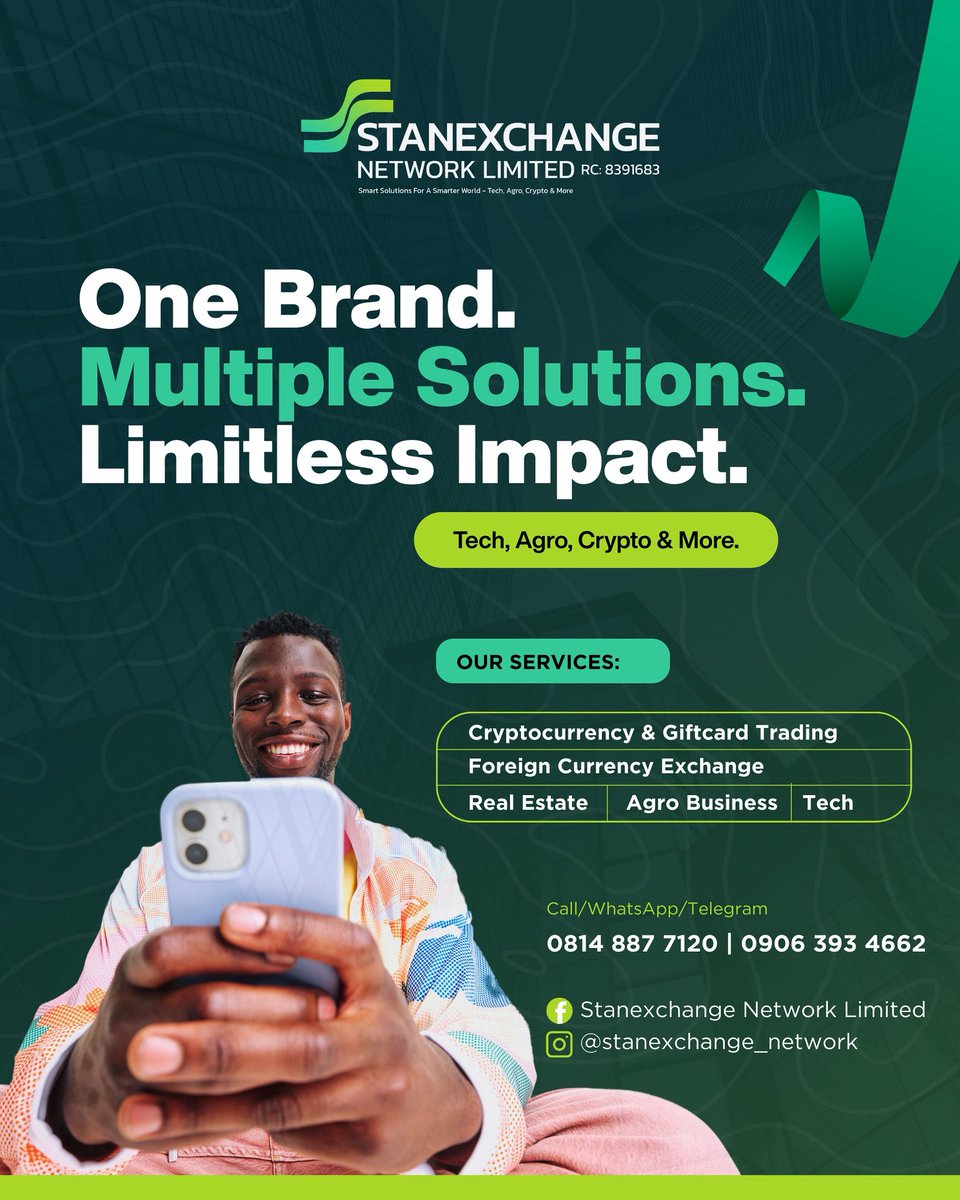 stanexchange's tweet image. One Brand.
Multiple Solutions.
Limitless Impact.
#stanexchange #stanexchangenetworklimited #business