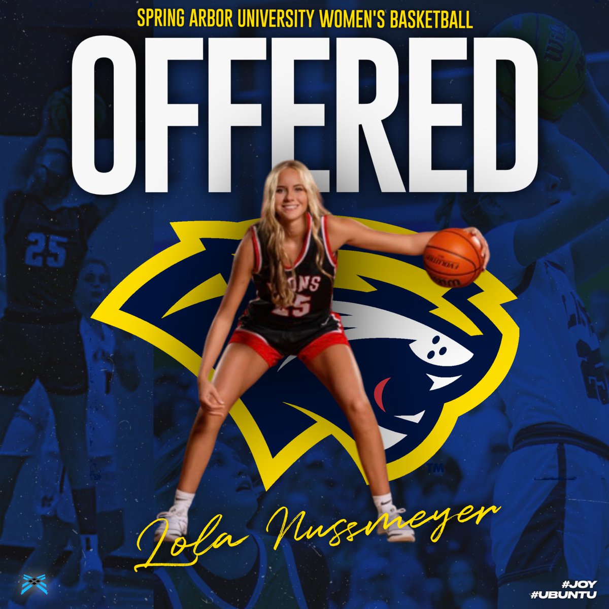 After a great conversation with Coach Williams I am blessed to say I have received an offer to play at Spring Arbor University!! Very grateful for this opportunity!! #GoCougars #UBUNTU 
<a href="/JW4coach/">John M. Williams IV</a> <a href="/SAUCougarsWBB/">Spring Arbor Women's Basketball</a> <a href="/CoachAl_Scott/">Alex Scott</a> <a href="/iamtwillis/">Coach Willis</a> <a href="/INEliteHavoc/">Havoc Basketball</a> <a href="/MHS_Girls_/">Midwest Hoops Spotlight</a> <a href="/PGHByron/">Byron Xerxes Livsey</a>
