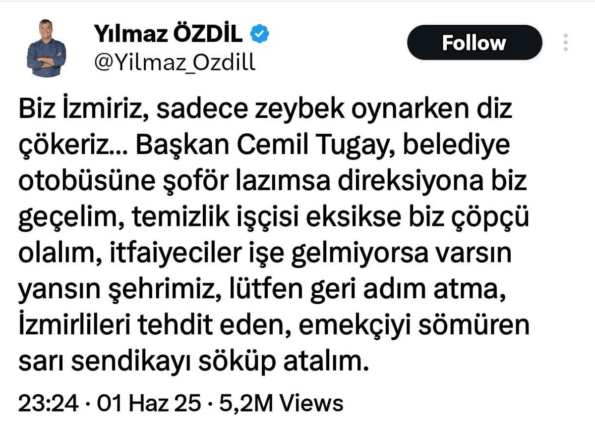 Elden ele Yılmaz Özdil’e ulaştırır mısınız? -4-

Şehrimiz yanıyor Yılmaz Özdil. Sahada çalışan İZSU işçileri işten çıkarıldığı için müdahaleye yetişilemiyor. 

Acilen İzmir’e bekleniyorsunuz!