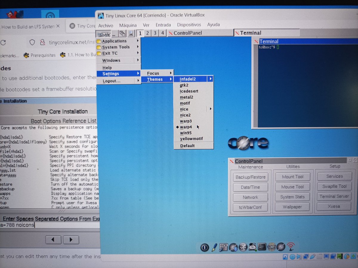 informaticacosl's tweet image. Me metí con #linuxfromscratch y aquí ando jugando con @tinycore que promete mucho aprendizaje y diversión