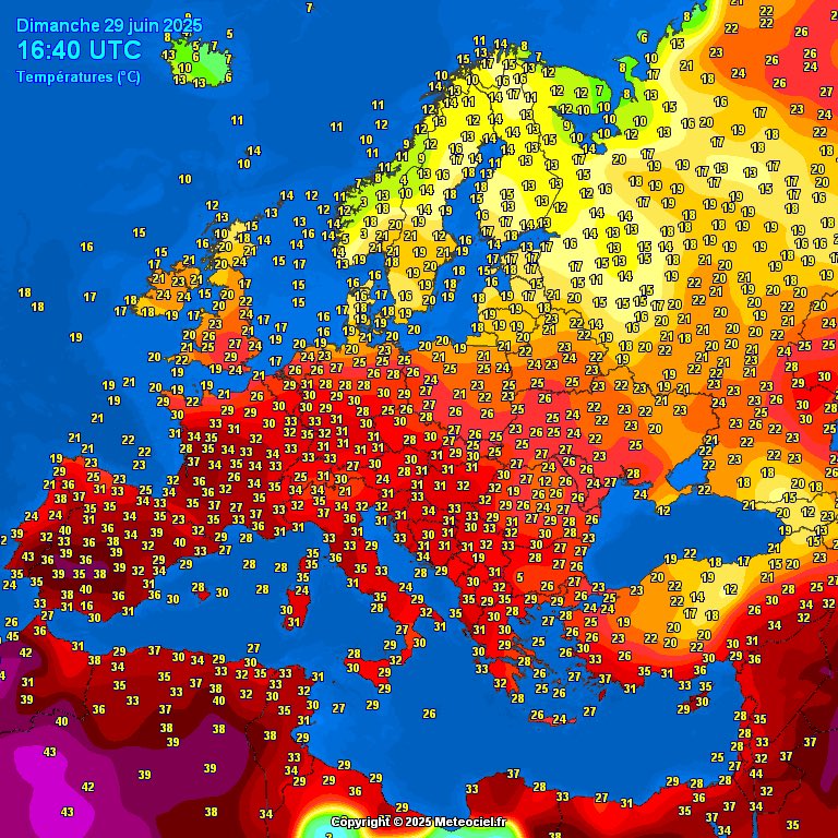 CarlowWeather's tweet photo. Up to 25c in Dublin but cooler in West and South meanwhile many parts of Portugal, Spain and France are over 30c. https://t.co/a79UXBANZJ