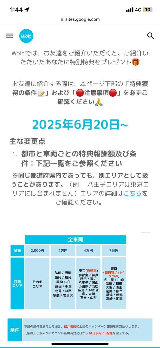 8wqYNwlpvQ63341's tweet photo. 🚗✨Wolt配達員キャンペーン✨🚗
新規登録＆14日以内に8回配達達成で
🤑最大4万円キャッシュバック🎉

📍東京：報酬7万円→4万円還元
📍他地域：報酬の70％還元🔥

▼引用リポストで「やってみたい！」とコメントしてくれた方には
優先的に詳細＆紹介コードをDMでお送りします📩
#フードデリバリー https://t.co/sOglOmgobI