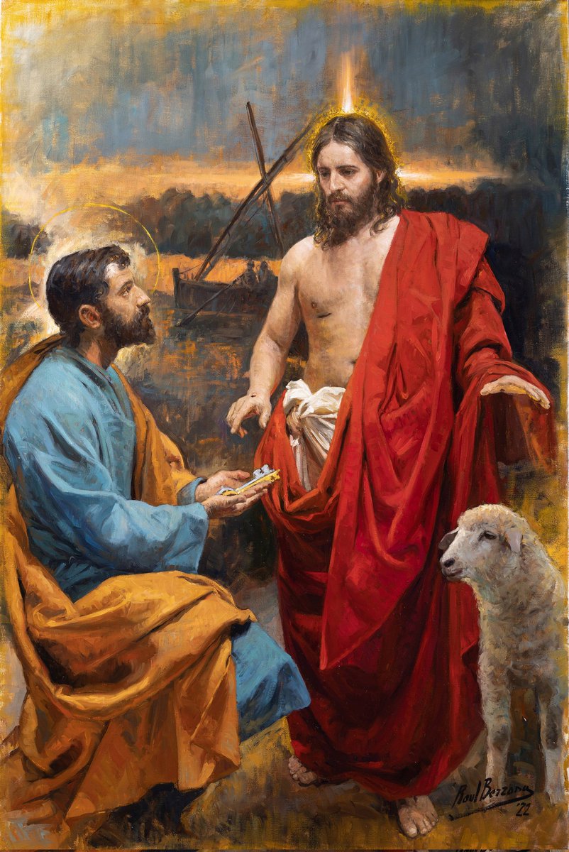 Raul_Berzosa's tweet image. "Tú eres Pedro, y sobre esta piedra edificaré mi Iglesia, y el poder del infierno no la derrotará."
San Mateo 16,18.
Hoy es la festividad de San Pedro, pintura que me encargó el Vaticano para el sello de la Pascua de Resurrección 2023.