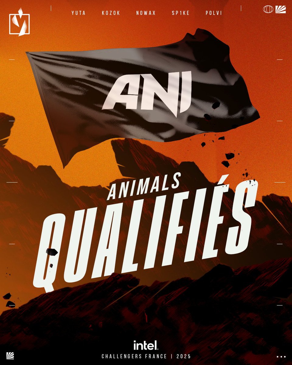 Animals sont nos premiers qualifiés du Up&amp;Down en Challengers France 👏👏👏

🇫🇷・<a href="/SsjYuta/">YUTA</a> 
🇵🇱・<a href="/RealKozok/">Kozok</a> 
🇫🇷・<a href="/NowaXxZang/">NowaXxZang</a> 
🇷🇺・<a href="/Sp1keSK/">Sp1ke</a> 
🇫🇮・<a href="/polvixD/">polvi</a> 

On les retrouvera dès le segment 3 de la ligue française qui débutera le samedi 5 juillet 🙌