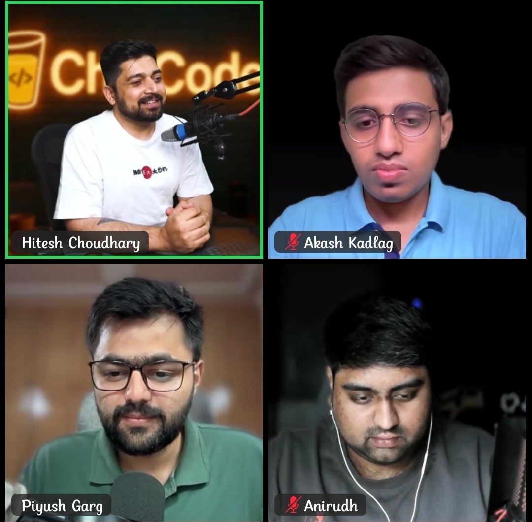 SagarTheDev's tweet image. Farewell Day: Web Dev Cohort ☕💻

Thank you so much @hiteshdotcom @piyushgarg_dev sir — for the tech, the life lessons &amp;amp; the real dev stories.

Grateful to the amazing TAs — @nirudhuuu, @mukulpadwal, @yntpdotme 🩵
Happy coding with chai forever ❤️
#chaiCode #WebDev #Farewell